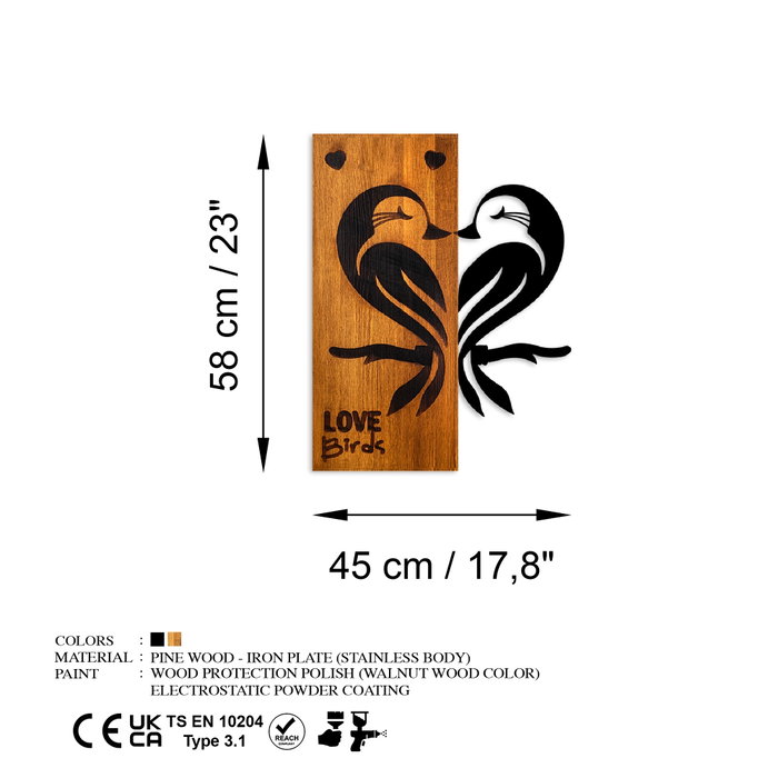 Wallity Love Birds 5 Escultura de pared de madera y metal Wallity Love Birds 5 Escultura de pared de madera y metal